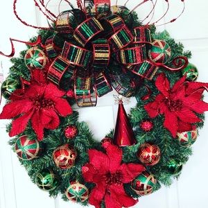 24 inch red and green Christmas wreath